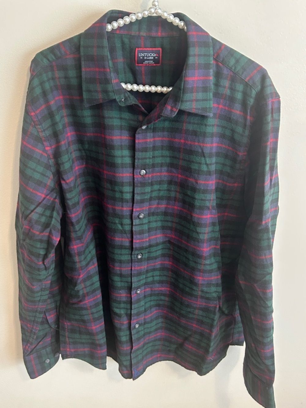 UNTUCKit Moncayo Mens Plaid Flannel Long Sleeve Button Down Shirt Regular XL